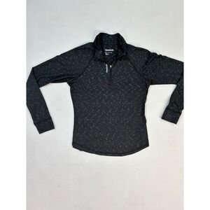 Reebok Women's Black White Speckled Long Sleeve Athletic Shirt Small Running Gym